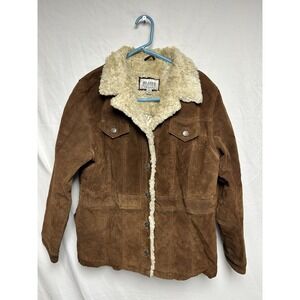 Vintage Wilsons Leather Maxima Suede Faux Fur Trim Jacket in Brown Size XL